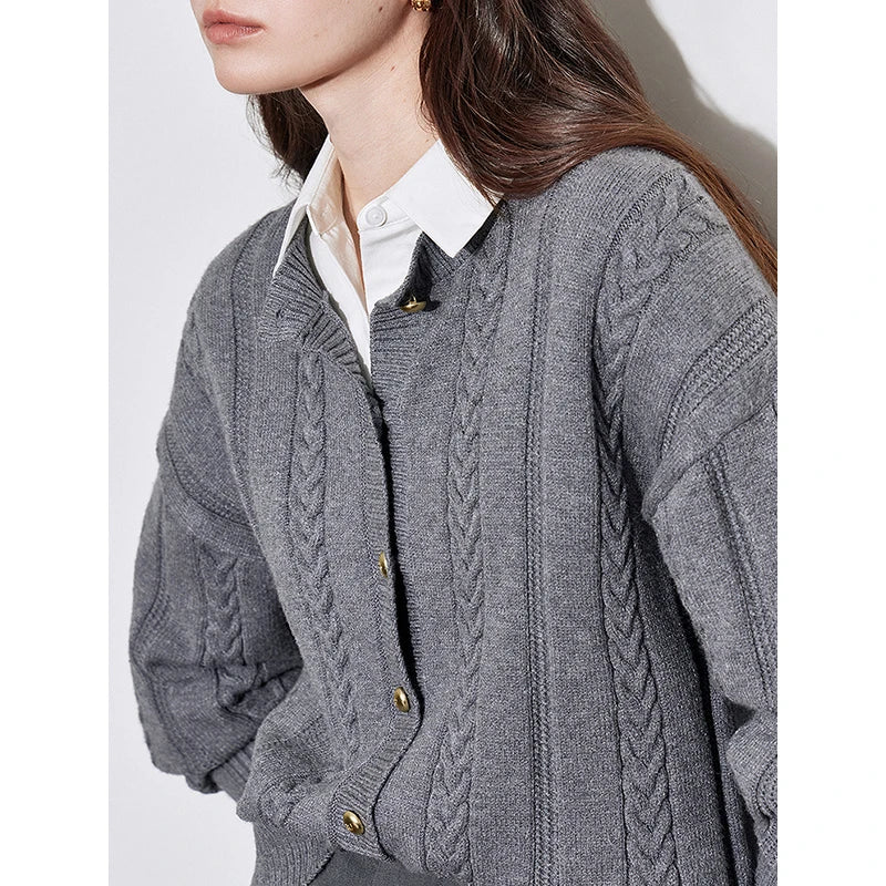 Cardigan Feminino de Tricô Manga Longa com Botões