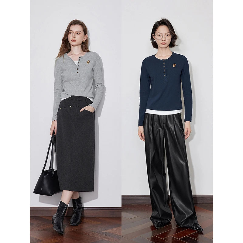 Blusa Feminina de Tricô com Bordado Esquilo Efeito Duas Peças
