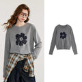 Suéter Floral Jacquard com Manga Longa