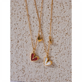 Yhpup Red Enamel White Natural Shell Stainless Steel Heart Pendant Necklace Trendy Exquisite Jewelry Attractive Accessories