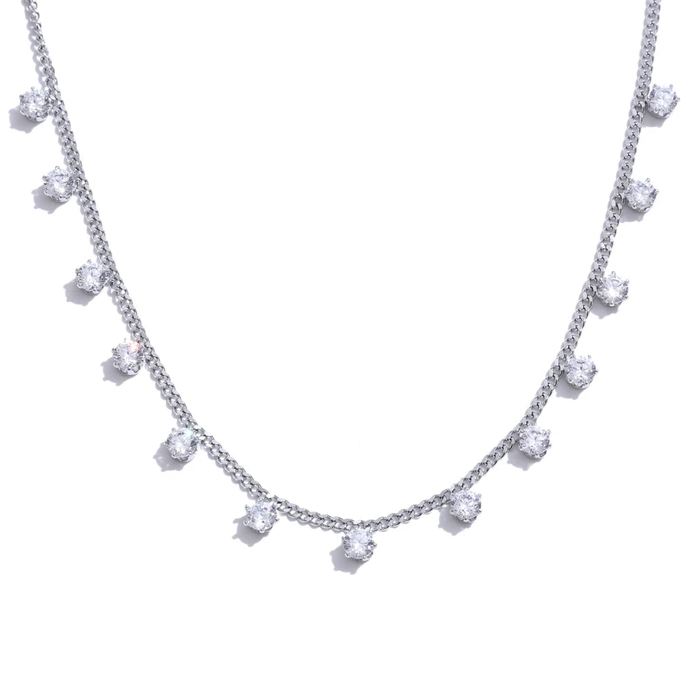 Colar Feminino Gota com Zircônia em Aço Inoxidável 8 Prata