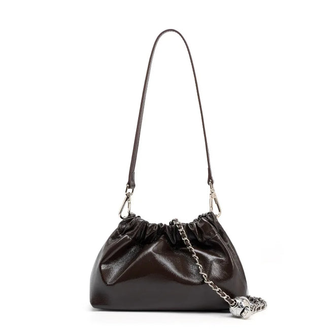 Bolsa Feminina Pequena em Couro Legítimo com Corrente para Ombro