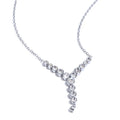 Colar Feminino em Y Gota com Zircônia em Aço Inoxidável Prata