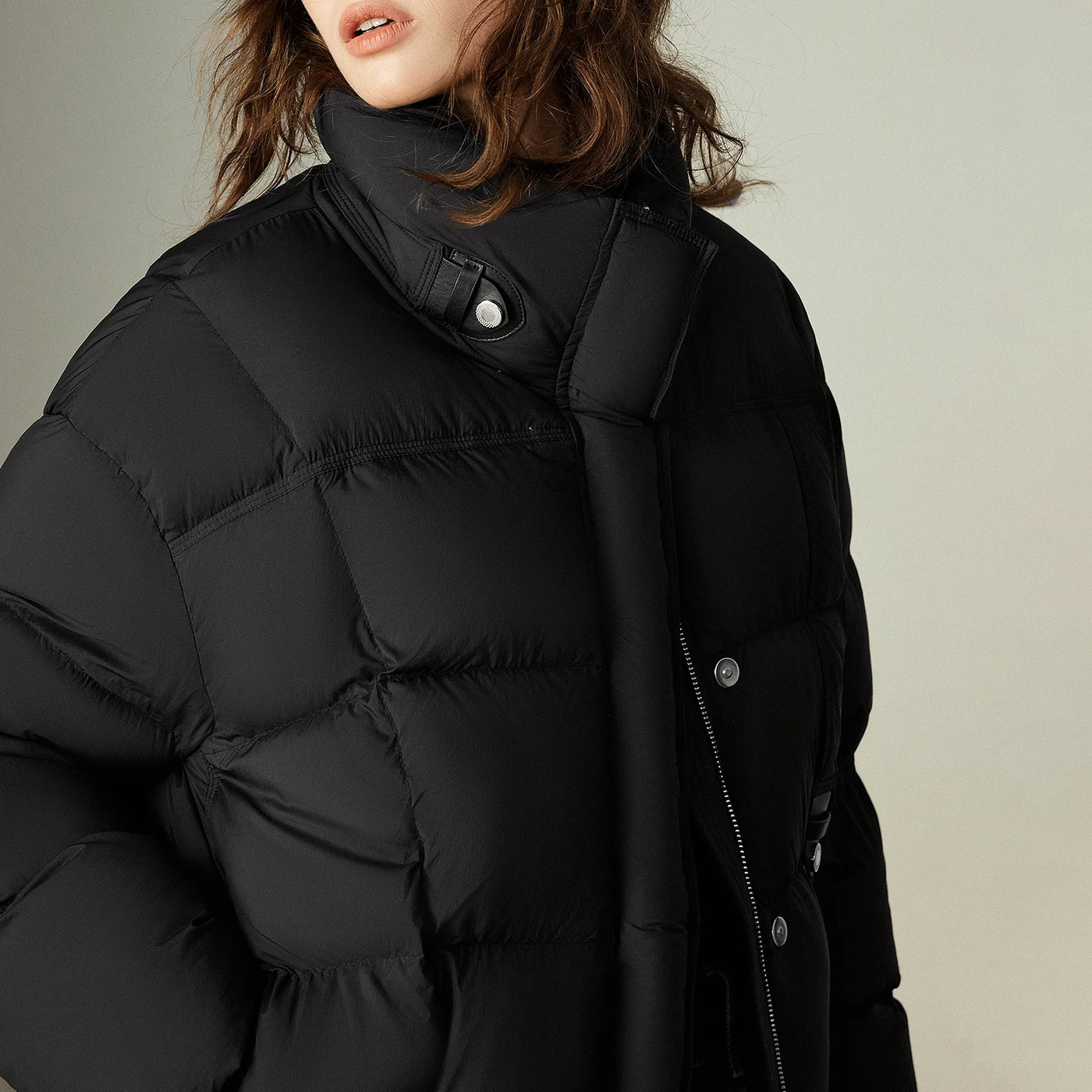 Jaqueta Puffer Feminina 90% Plumas com Gola Alta