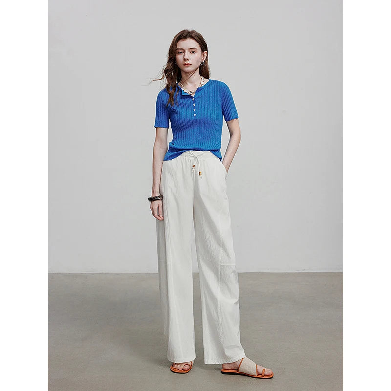 Calça Pantalona Feminina Leve com Cós Elástico