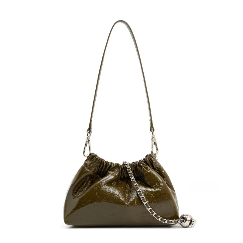 Bolsa Feminina Pequena em Couro Legítimo com Corrente para Ombro