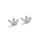 Yhpup Korean Style Cubic Zirconia Flower Small Stud Earrings Waterproof Daily Chic Shiny Stainless Steel Fashion Ear Jewelry