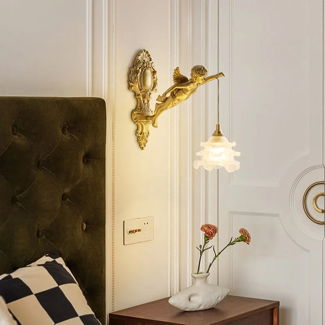 Luminária Francesa Angelical de Cristal e Bronze | Delamantina