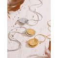 Yhpup Double Round Pendant Fashion Necklace Water Resistant Metal Stainless Steel Daily Waterproof Jewelry Recommend