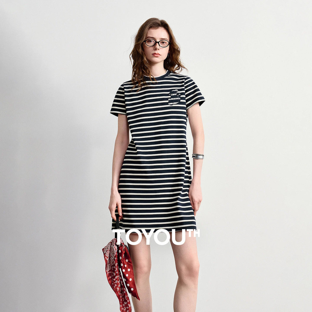 Vestido Camiseta Listrado Náutico Midi