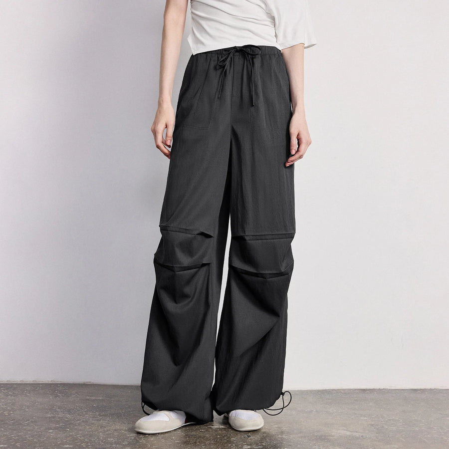 Calça Cargo Feminina Wide Leg Cintura Alta