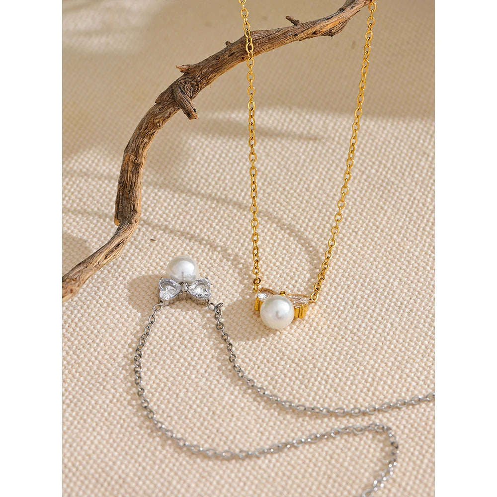 Colar Feminino Gota com Pérola em Aço Inoxidável 17