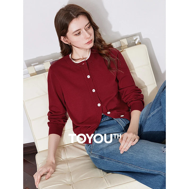 Cardigan Vermelho Bicolor com Botões