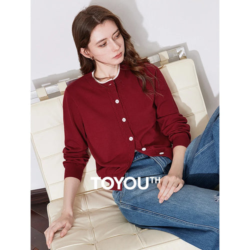 Cardigan Vermelho Bicolor com Botões