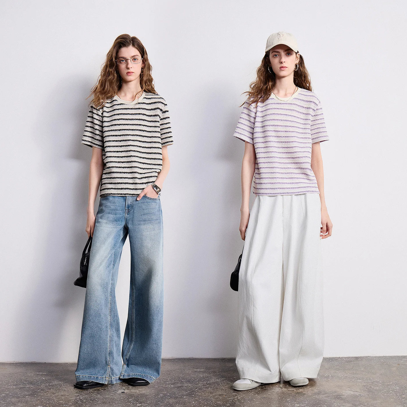 Blusa Feminina Listrada Texturizada Gola Redonda