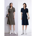 Vestido Chemise Midi Azul-Marinho com Cinto