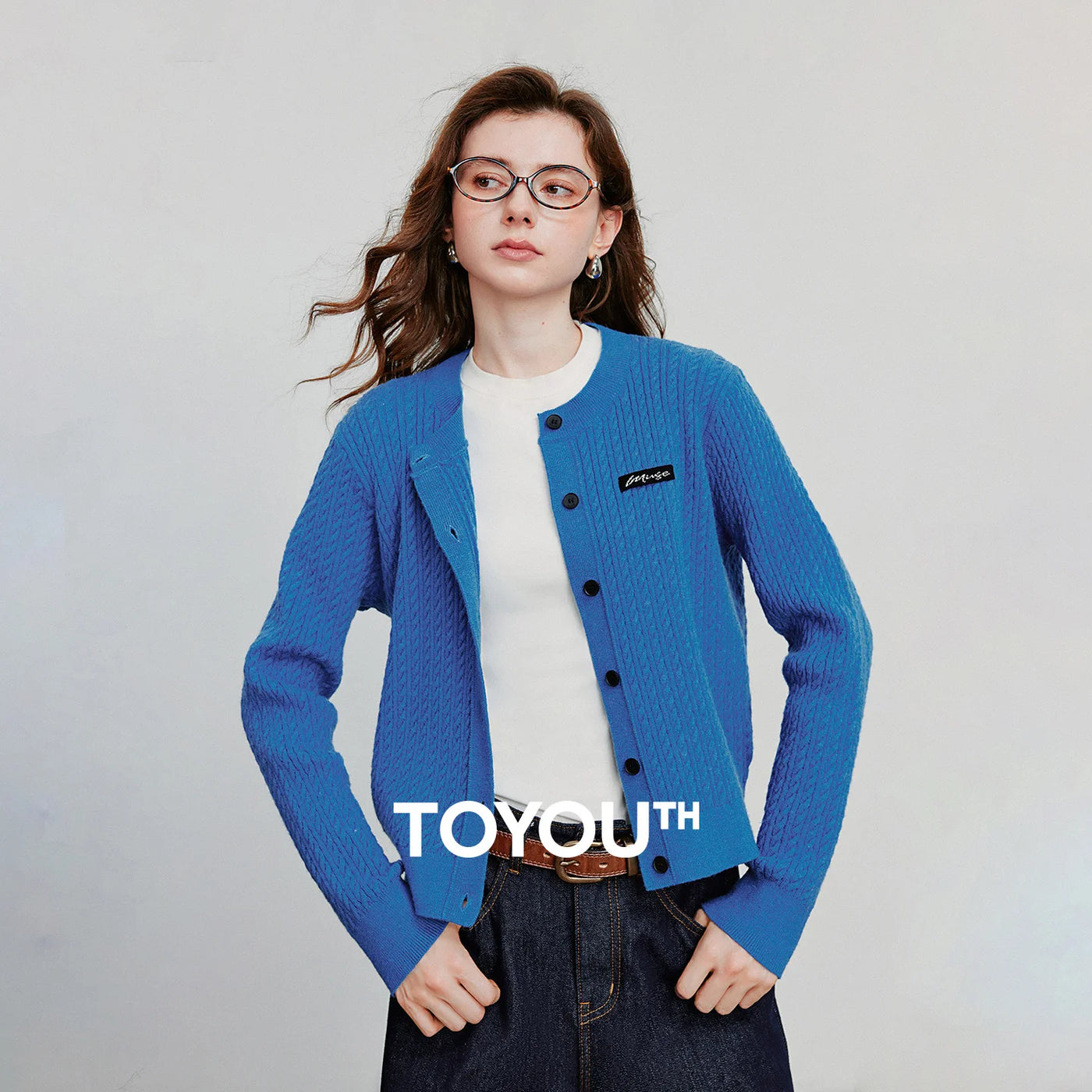 Cardigan Feminino de Tricô Trançado Estilo College