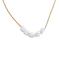 Yhpup Natural Freshwater Pearls Stainless Steel Chain Necklace for Women Waterproof Chic Fashion Collar Jewelry Gift Waterproof YH4411A Gold