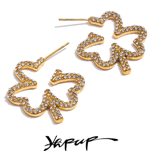 Brinco de Argola Flor com Zircônia em Aço Inoxidável