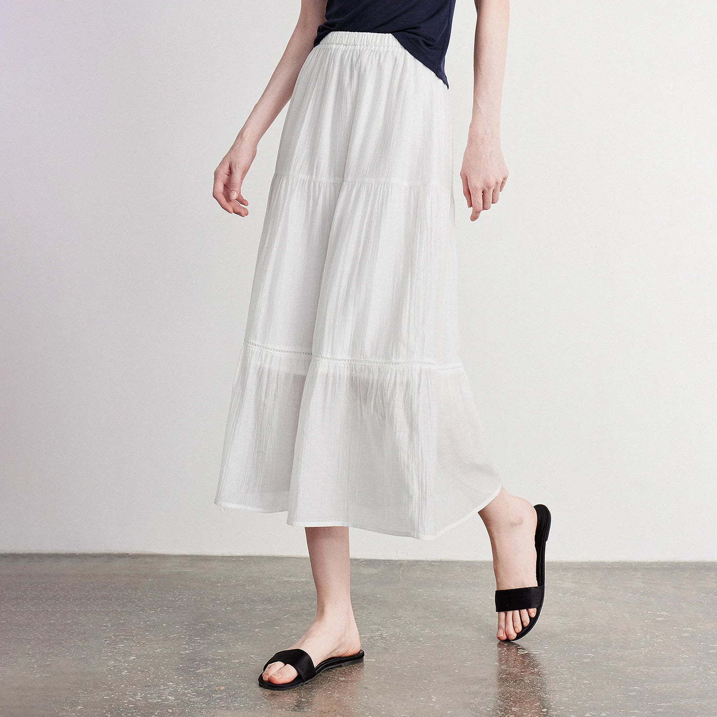 Saia Midi Feminina Patchwork Texturizada