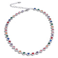 Yhpup Popular Shiny Cubic Zirconia Chain Luxury Necklace Bracelet Bangle Gold Color Platinum Plated Temperament Jewelry New P-Colorful Necklace