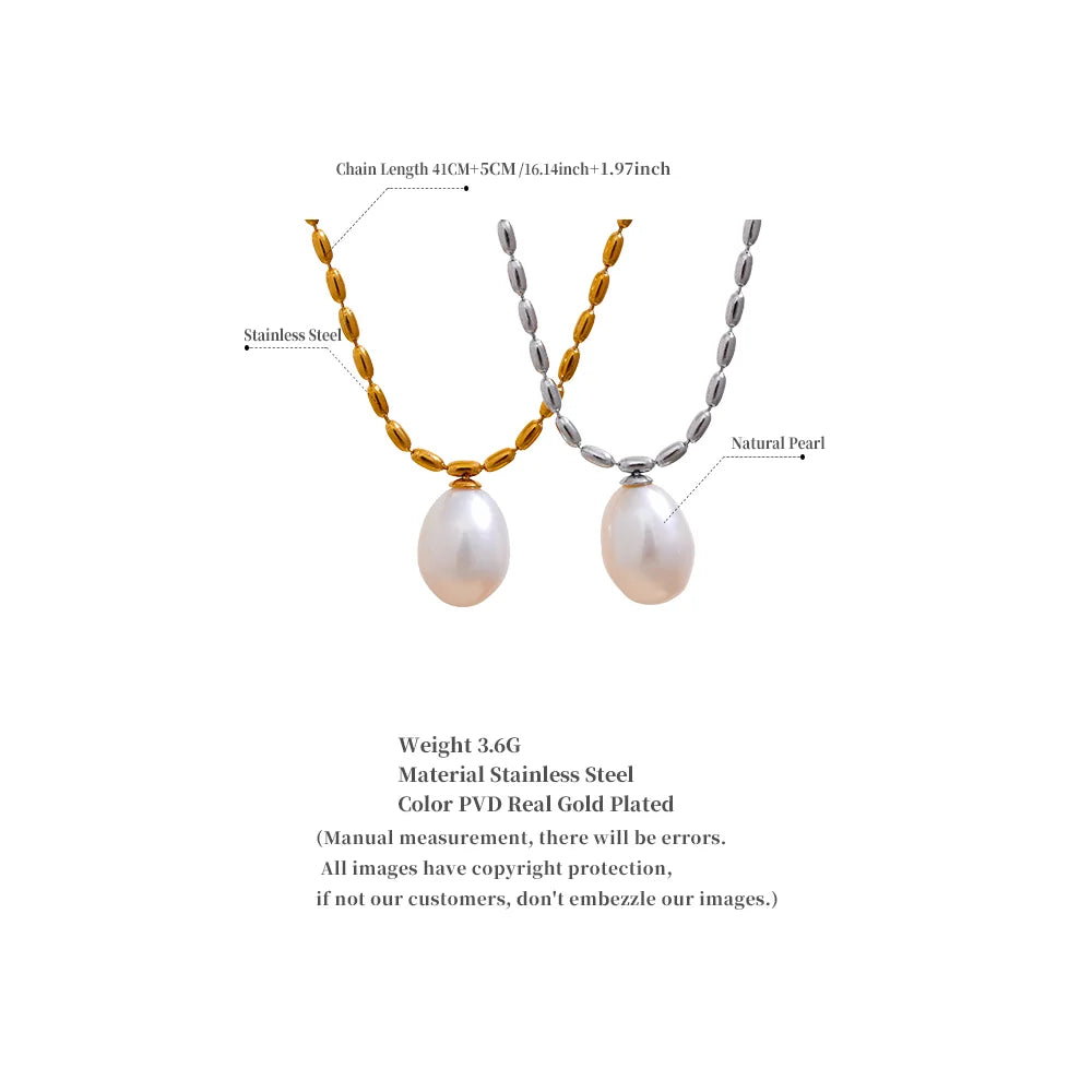 Colar Feminino Gota com Pérola em Aço Inoxidável 7
