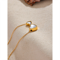 Yhpup Chic Stainless Steel Natural Shell Heart Pendant Necklace for Women Gold Color Romantic Charm Jewelry Bijoux Femme New