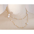 Colar Feminino Redondo com Pérola em Aço Inoxidável 2