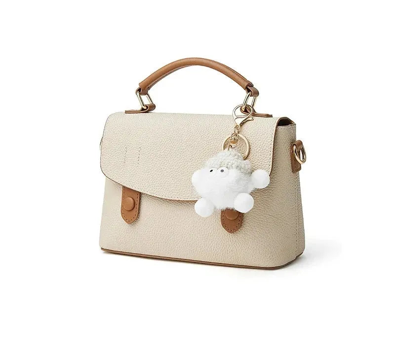 Bolsa Feminina de Couro Legítimo Quadrada com Zíper para Ombro