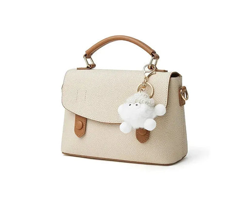 Bolsa Feminina de Couro Legítimo Quadrada com Zíper para Ombro