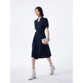 Vestido Chemise Midi Azul-Marinho com Cinto