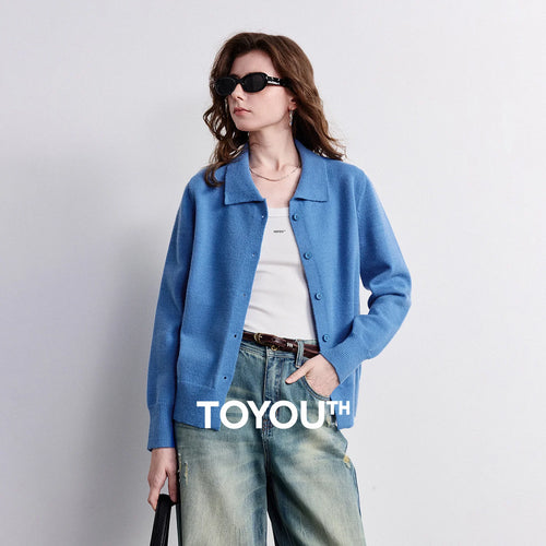 Cardigan Feminino de Tricô com Gola Polo e Botões