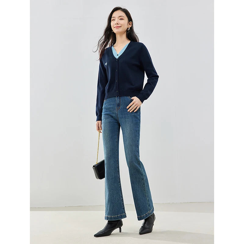 Cardigan Feminino Efeito Duas Peças com Decote V