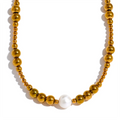 Colar Feminino Gota com Pérola em Aço Inoxidável 10 YH1338A Gold