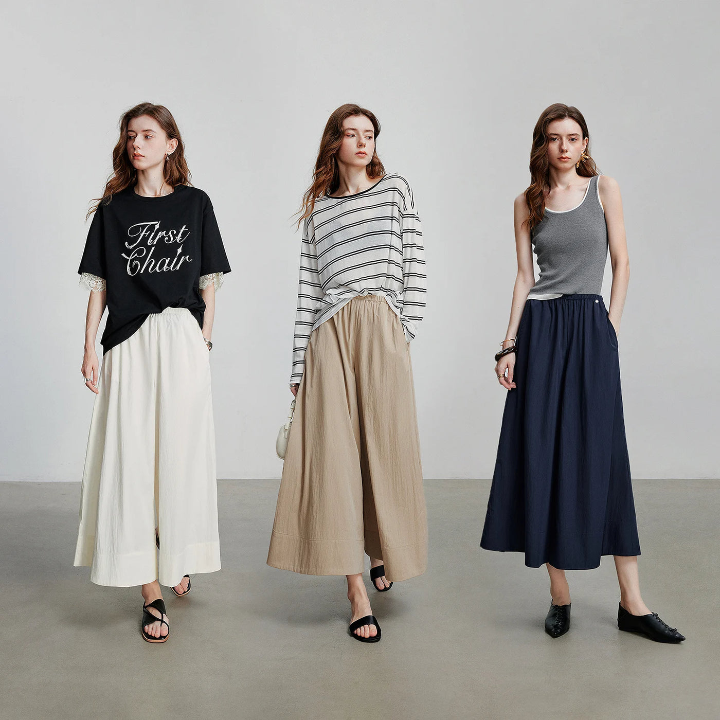Calça Pantacourt Feminina Wide Leg com Cós Elástico