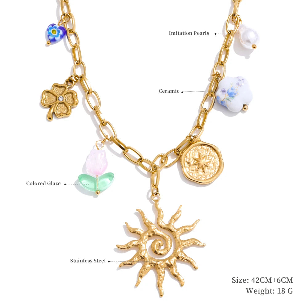 Colar Feminino Gota em Aço Inoxidável 6 YH1827A