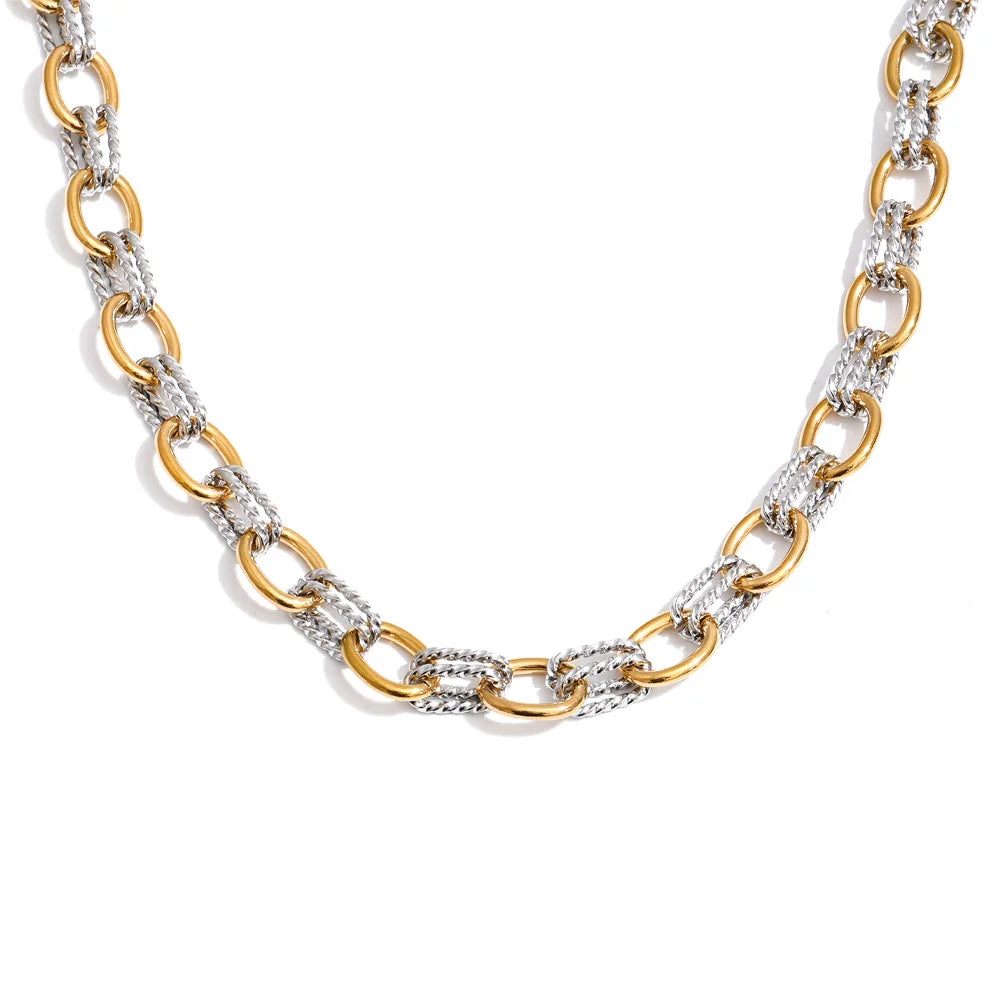 Yhpup Stainless Steel Metal Handmade Chain Statement Necklace Bracelet 2026 PVD Plated Waterproof Popular Statement Jewelry YH2797A Necklace