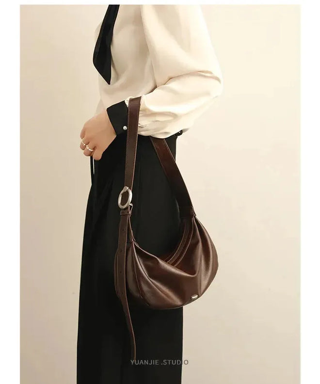 Bolsa feminina de couro macio grande capacidade minimalista crossbody luxo