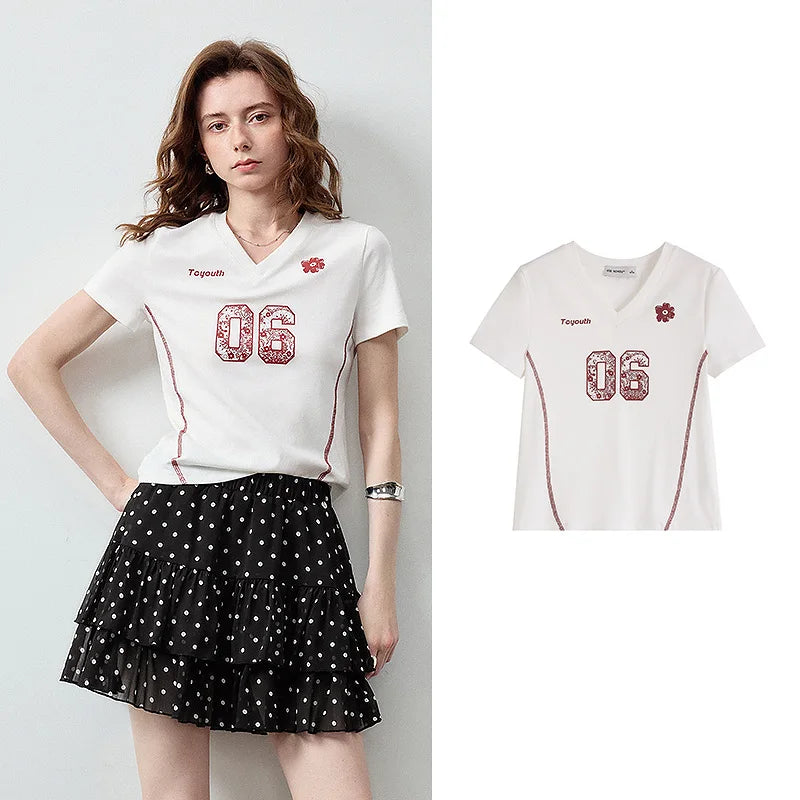 Camiseta Feminina Slim de Liocel com Decote V