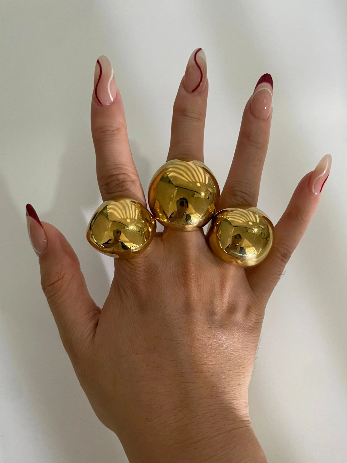 Anel Dome Extra Largo com Banho Ouro 18K