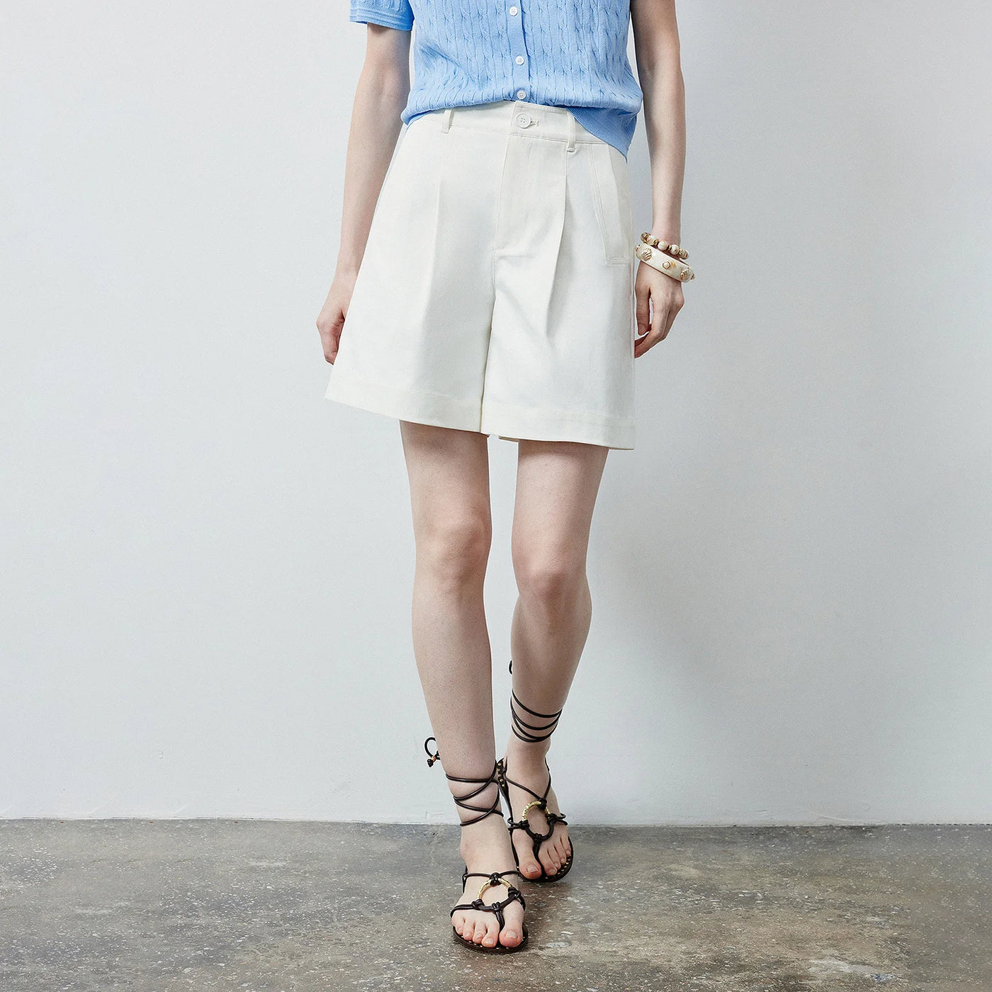 Shorts Alfaiataria Feminino Wide Leg com Bolsos