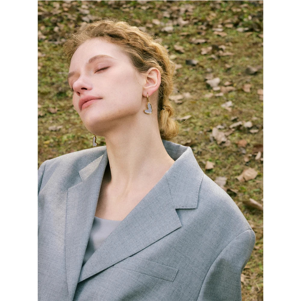 Yhpup High Quality Gift Thicker Shell Heart Love Hoop Drop Earrings Charm Fashion Exquisite Jewelry Accessories 2025