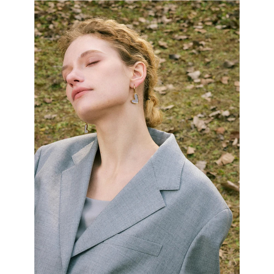 Yhpup High Quality Gift Thicker Shell Heart Love Hoop Drop Earrings Charm Fashion Exquisite Jewelry Accessories 2025