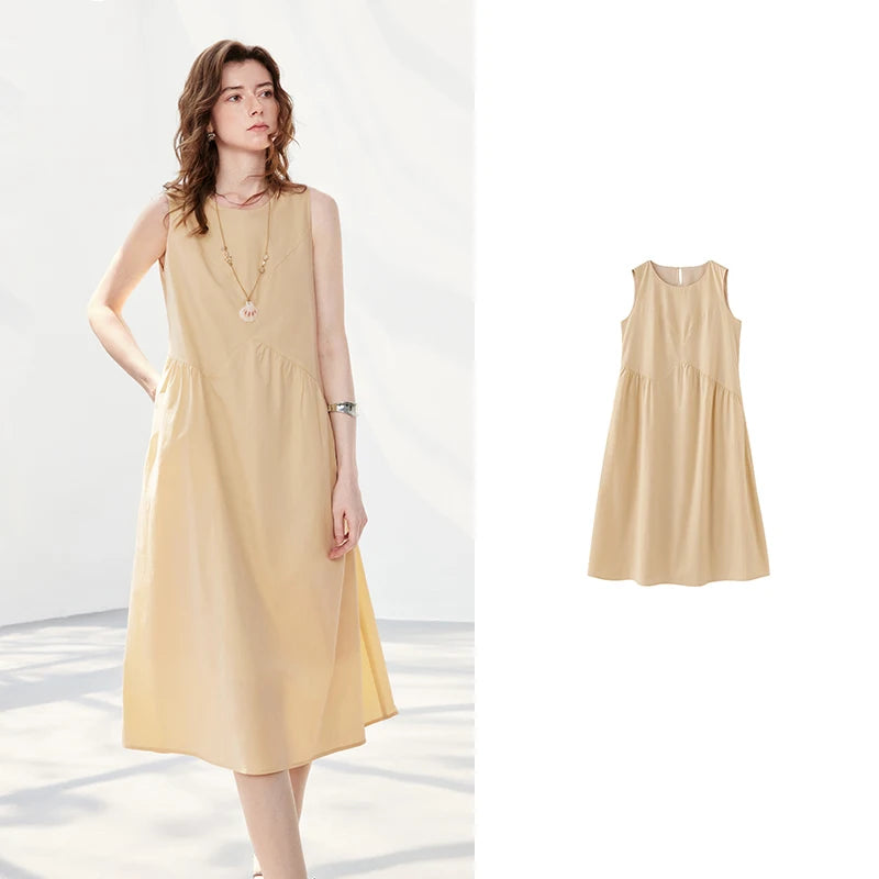 Vestido Midi com Recortes Assimétricos Sem Manga