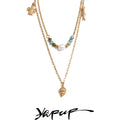Colar Feminino de Camadas Gota com Pérola em Aço 316L