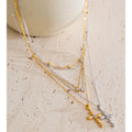 Yhpup Trendy Stainless Steel Layered Chain Cross Pendant Necklace for Women Exquisite High Quality Chic Jewelry Water Resistant