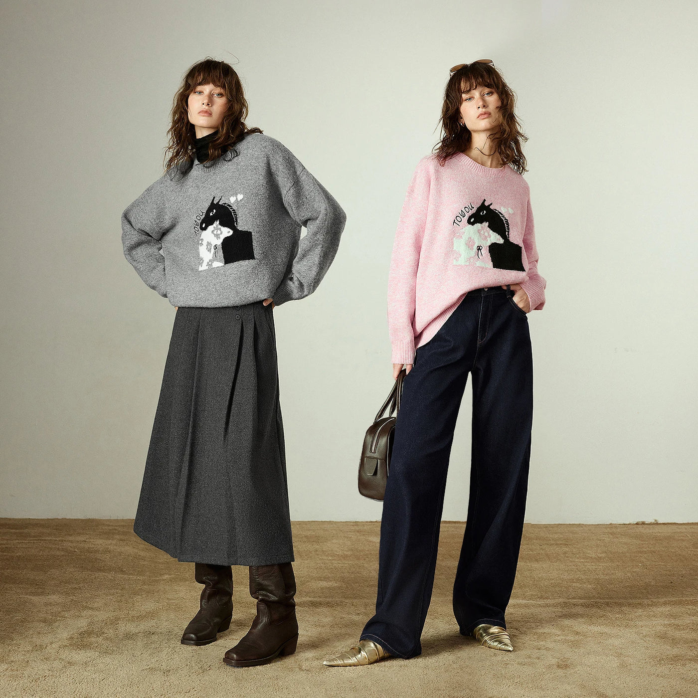 Suéter de Lã com Jacquard de Cavalo
