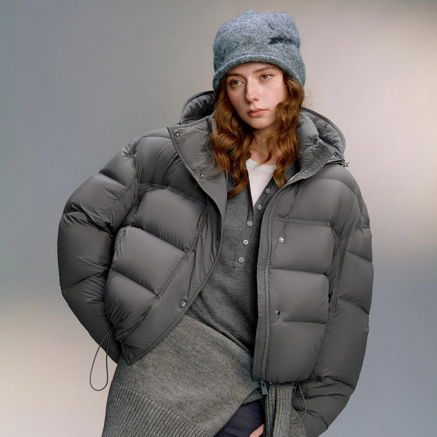 Jaqueta Puffer Feminina 90% Plumas com Capuz Ultralight