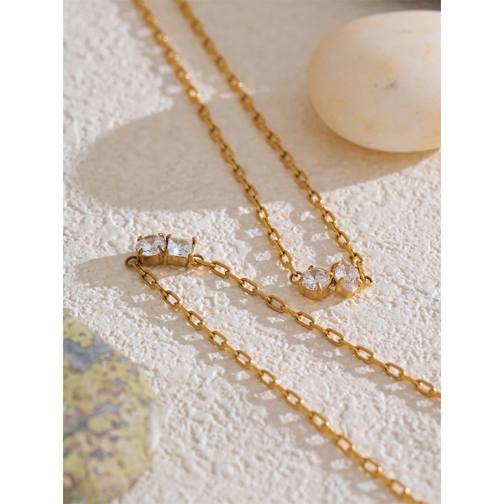 Pingente Gota em Colar Feminino com Zircônia | Aço Inoxidável