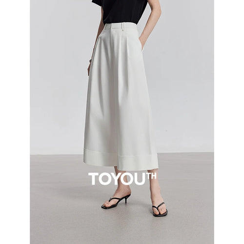 Calça Wide Leg Feminina de Algodão e Liocel Cintura Alta